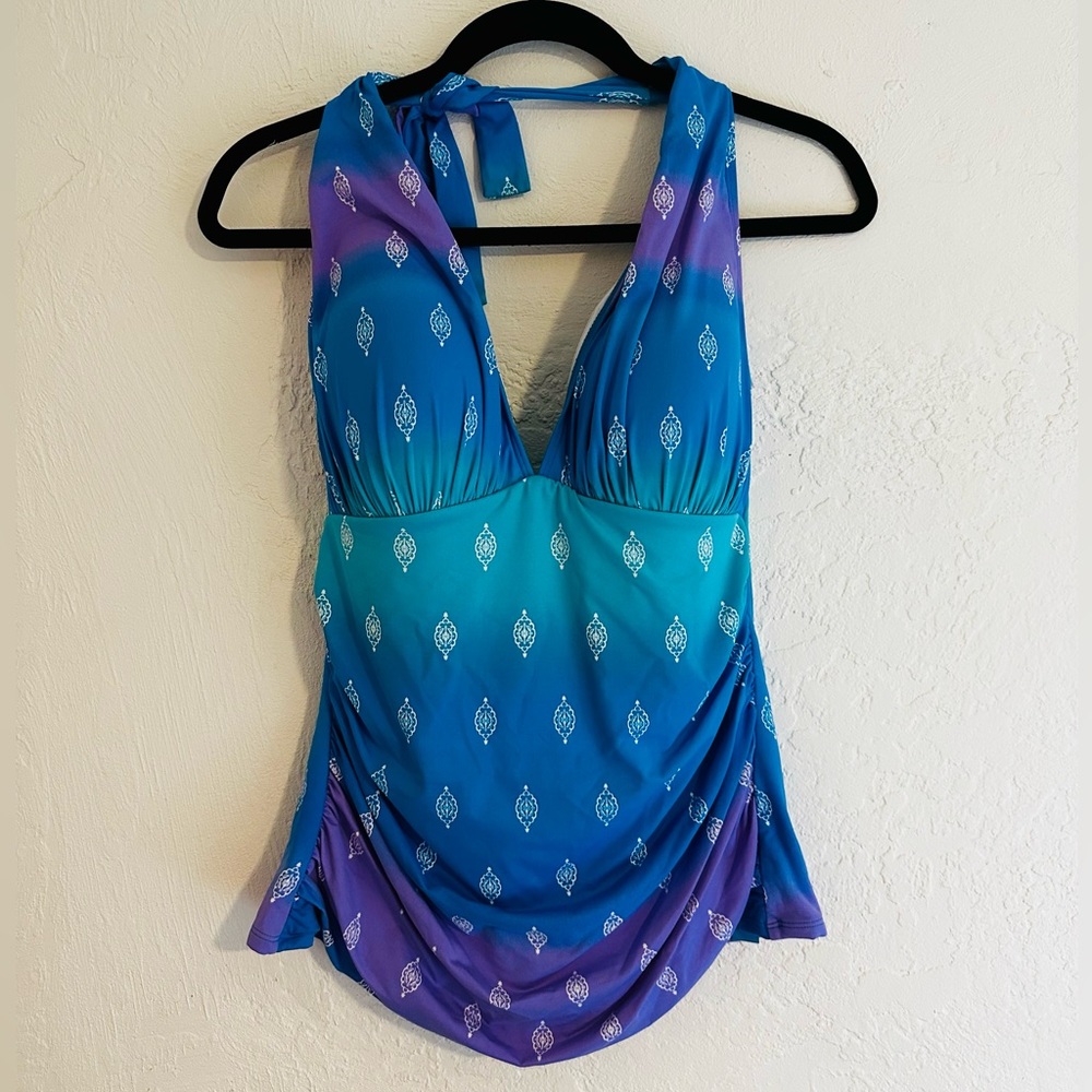 Bleu Rod Beattie 2 piece tankini set Ombré Blu Lagoon Sz 14 NWT